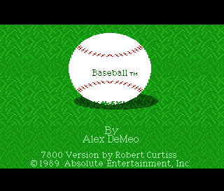 Baseball title screen for Atari 7800
